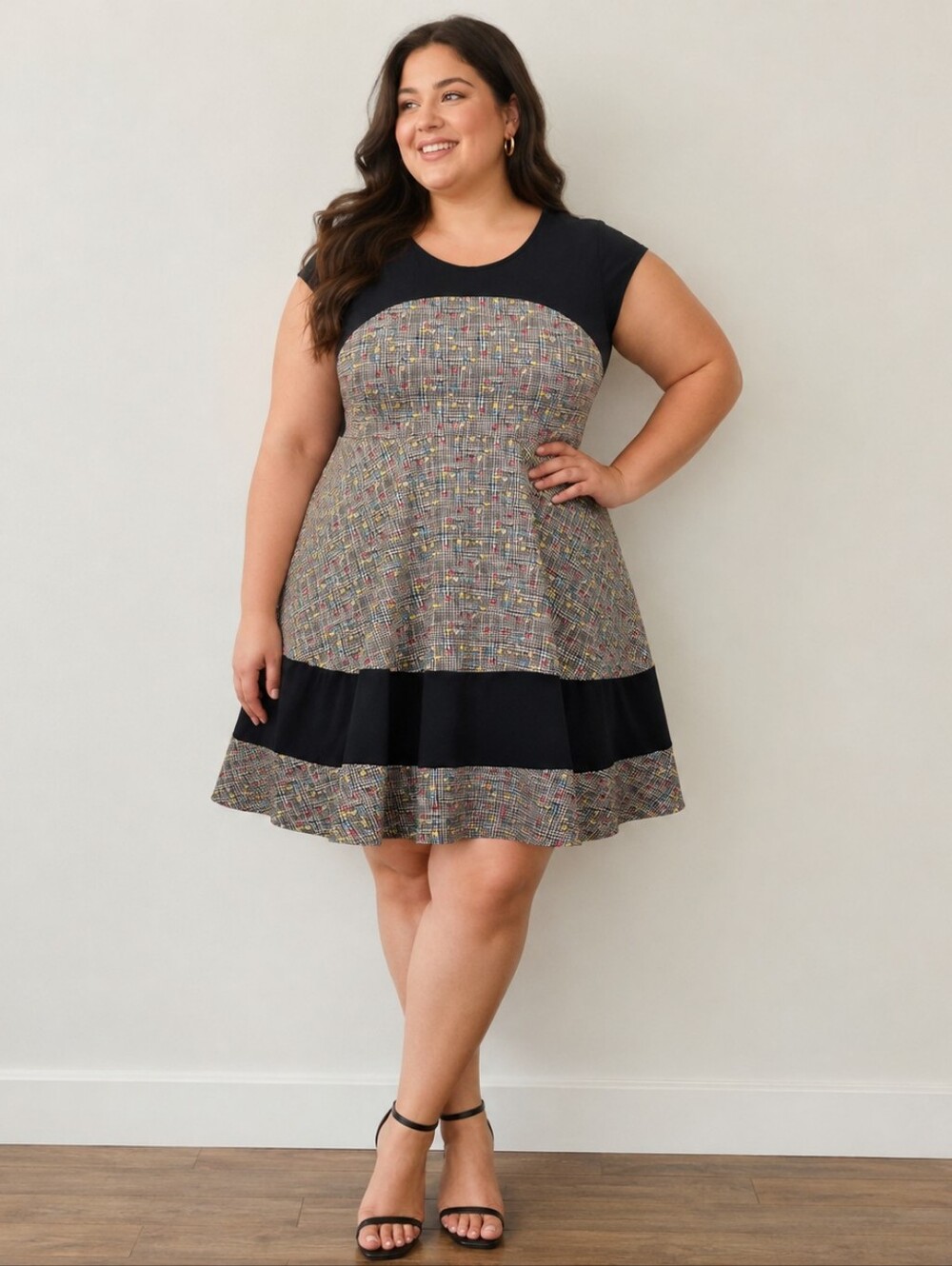 Effie's Heart Napoli Dress in Confetti Print Size 1X Multi-Colored Pockets Retro